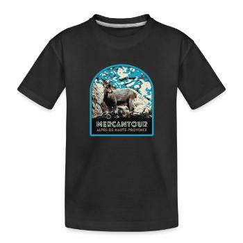 Mercantour-Gamsabzeichen: Alpine Fauna - Kinder Premium Bio T-Shirt - Schwarz - Vorne