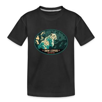 Snow Leopard illustration patch - Kids' Premium Organic T-Shirt - black - Front