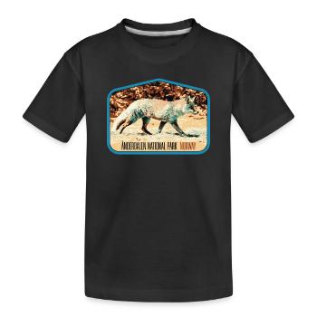 Anderdalen Snow Fox Patch: Nordische Fauna - Kinder Premium Bio T-Shirt - Schwarz - Vorne