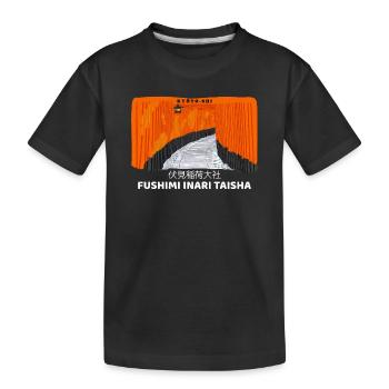 Japan, Kyoto, Fushimi Inari Taisha Torii Zeichnung - Kinder Premium Bio T-Shirt - Schwarz - Vorne