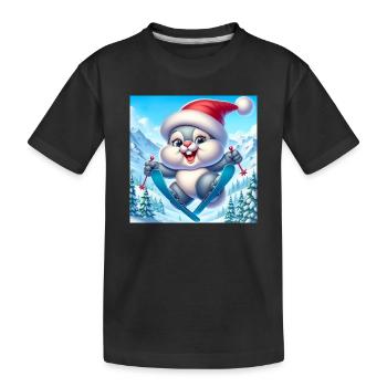 Bunny Jumping Ski Christmas - Kids' Premium Organic T-Shirt - black - Front