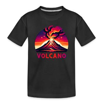Illustration du volcan d’éruption vive - T-shirt bio Premium Enfant - noir - Devant