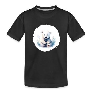 Eisbär Aquarell - Kinder Premium Bio T-Shirt - Schwarz - Vorne