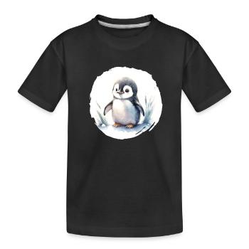 Pinguin Aquarell - Kinder Premium Bio T-Shirt - Schwarz - Vorne