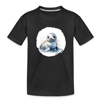 Robbe Aquarell - Kinder Premium Bio T-Shirt - Schwarz - Vorne