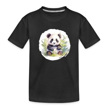 Aquarell Pandabär - Kinder Premium Bio T-Shirt - Schwarz - Vorne
