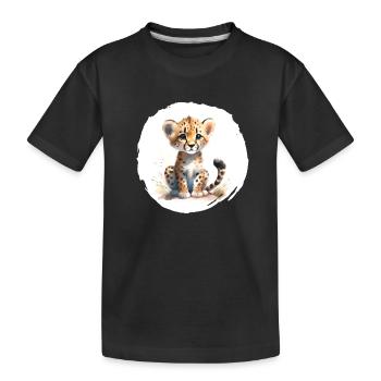 Aquarell Gepard - Kinder Premium Bio T-Shirt - Schwarz - Vorne