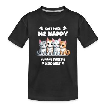 Cats make me happy... - Kids' Premium Organic T-Shirt - black - Front