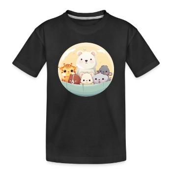 Cute animal family in cartoon style - Kids' Premium Organic T-Shirt - black - Front
