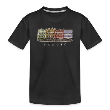Zamosc in Polen, Fassaden am Markt, Handzeichnung - Kinder Premium Bio T-Shirt - Schwarz - Vorne