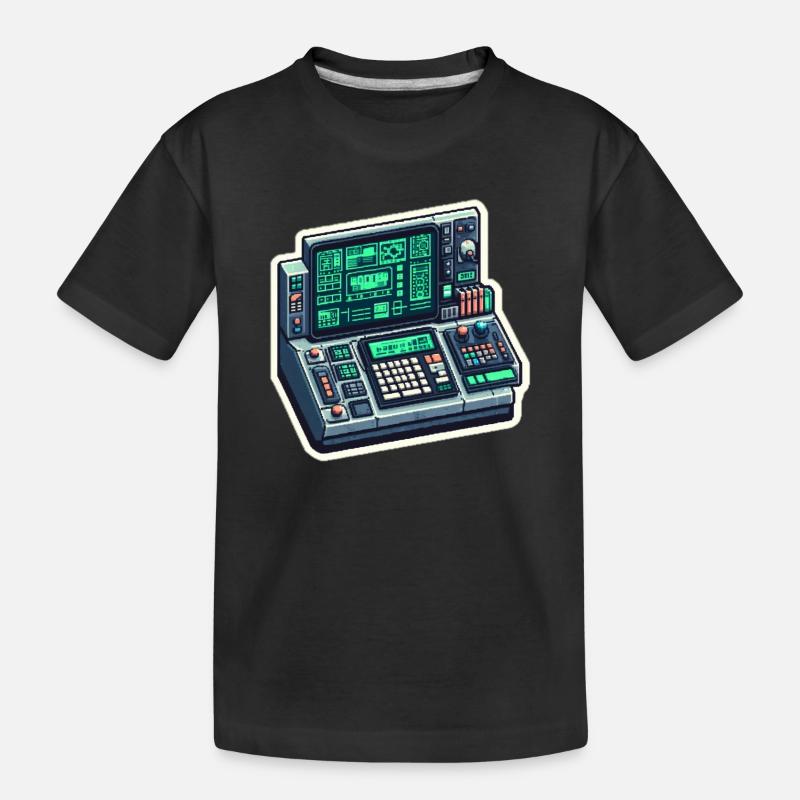 Retro Computer Console Neon - Kinder Premium Bio T-Shirt - Schwarz