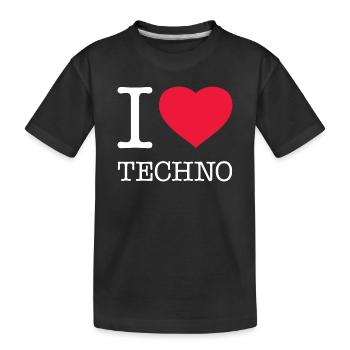 I LOVE TECHNO - Kids' Premium Organic T-Shirt - black - Front