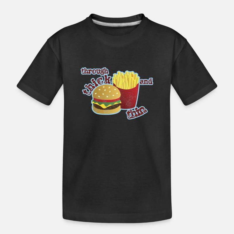Burger mit Pommes - Kinder Premium Bio T-Shirt - Schwarz