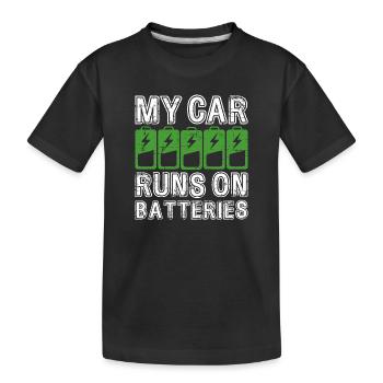 Ma voiture fonctionne sur batteries eCar Voiture électrique - T-shirt bio Premium Enfant - noir - Devant