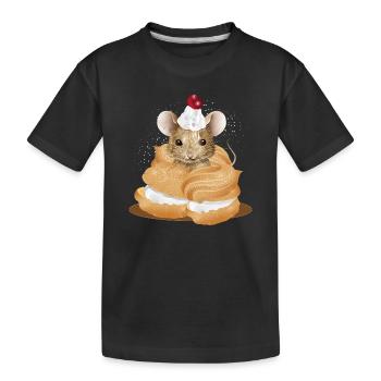 Souris avec glaçage au milieu des choux à la crème - T-shirt bio Premium Enfant - noir - Devant