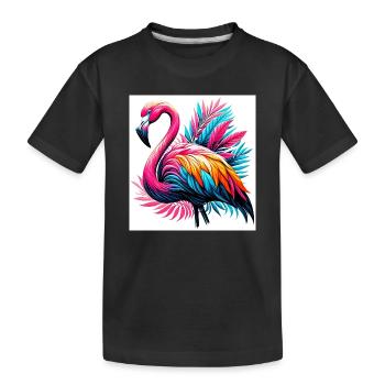 Rosa Flamingo - Kinder Premium Bio T-Shirt - Schwarz - Vorne