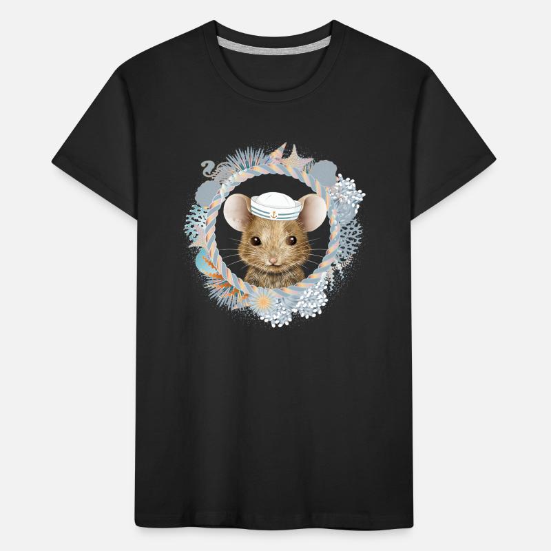 cute mouse as a sailor in a maritime setting Kids' Premium Organic T-Shirt
