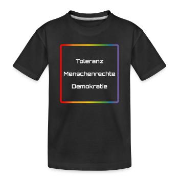 Regenbogen Toleranz Menschenrechte Demokratie - Kinder Premium Bio T-Shirt - Schwarz - Vorne