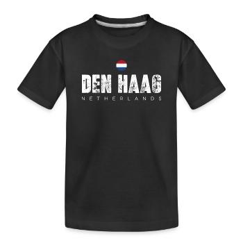 Den Haag Typographie de la ville en détresse - T-shirt bio Premium Enfant - noir - Devant