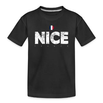 Nice France Distressed Letters - Kids' Premium Organic T-Shirt - black - Front
