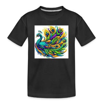 Peacock - Kids' Premium Organic T-Shirt - black - Front