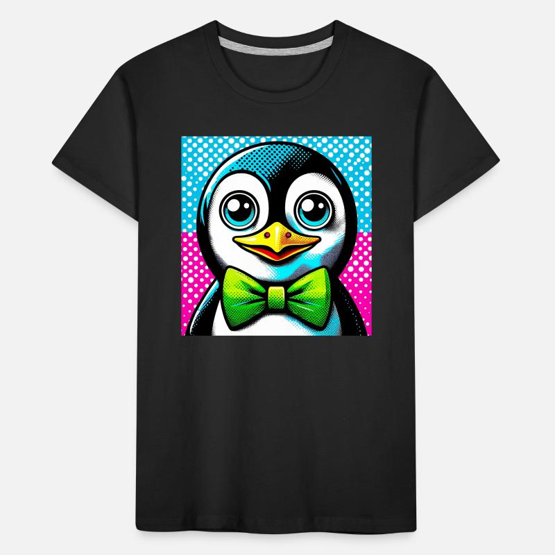 Pinguin mit Fliege Pop Art Kinder Premium Bio T-Shirt
