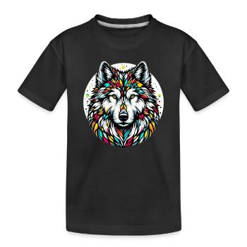 Wolf - Kinder Premium Bio T-Shirt - Schwarz - Vorne