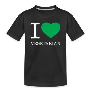 I LOVE VEGETARIAN Vegetarisch Hashtag - Kinder Premium Bio T-Shirt - Schwarz - Vorne