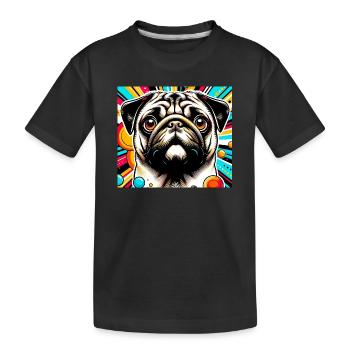 Mopshund Pop Art - Kinder Premium Bio T-Shirt - Schwarz - Vorne