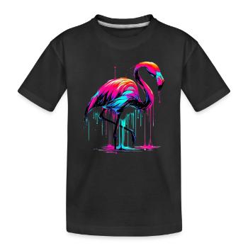 Rosa Flamingo - Kinder Premium Bio T-Shirt - Schwarz - Vorne