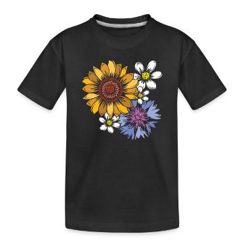 Blumenstrauß Blumen Symbol Natur Farben Markt icon - Kinder Premium Bio T-Shirt - Schwarz - Vorne