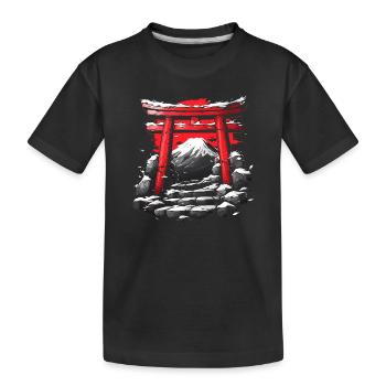 Temple Japonnais et Mont Fuji - T-shirt bio Premium Enfant - noir - Devant