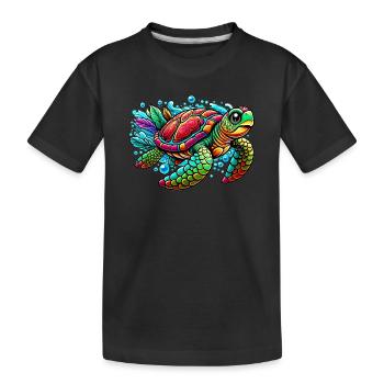 Schildkröte - Kinder Premium Bio T-Shirt - Schwarz - Vorne