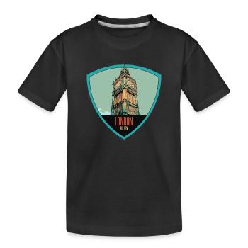 Ikonische Illustration des Big Ben Towers - Kinder Premium Bio T-Shirt - Schwarz - Vorne