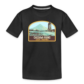 Ruinen von Cagsawa, Vulkan Mayon, Philippinen - Kinder Premium Bio T-Shirt - Schwarz - Vorne