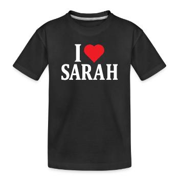 t-shirt j’aime Sarah t-shirt idée cadeau - T-shirt bio Premium Enfant - noir - Devant