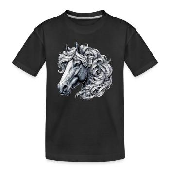 Pferd - Kinder Premium Bio T-Shirt - Schwarz - Vorne
