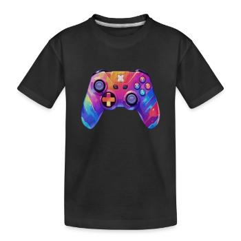 Pixel art video game controller - Kids' Premium Organic T-Shirt - black - Front