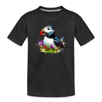Papageitaucher - Kinder Premium Bio T-Shirt - Schwarz - Vorne
