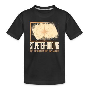 St Peter Ording Koordinaten - Kinder Premium Bio T-Shirt - Schwarz - Vorne