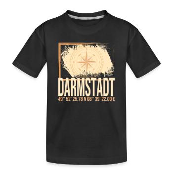 Darmstadt Koordinaten - Kinder Premium Bio T-Shirt - Schwarz - Vorne