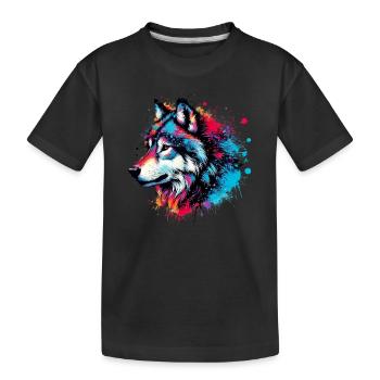 Wolf - Kinder Premium Bio T-Shirt - Schwarz - Vorne