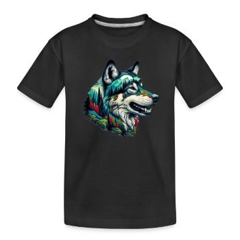 Wolf - Kinder Premium Bio T-Shirt - Schwarz - Vorne