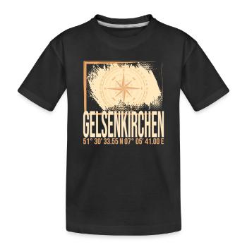 Gelsenkirchen Koordinaten - Kinder Premium Bio T-Shirt - Schwarz - Vorne