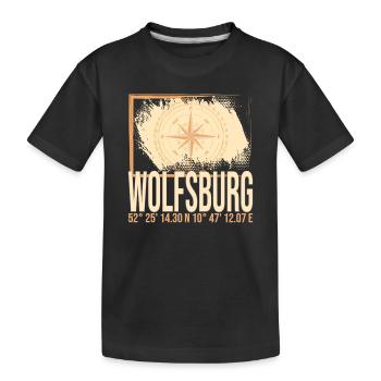 Wolfsburg Koordinaten - Kinder Premium Bio T-Shirt - Schwarz - Vorne