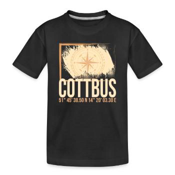 Cottbus Koordinaten - Kinder Premium Bio T-Shirt - Schwarz - Vorne