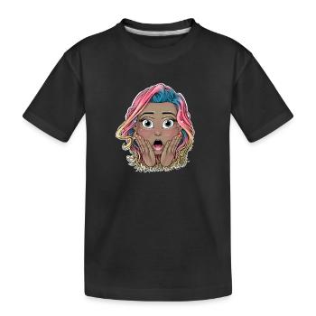 Lebendiges schockiertes Mädchen Illustration - Kinder Premium Bio T-Shirt - Schwarz - Vorne