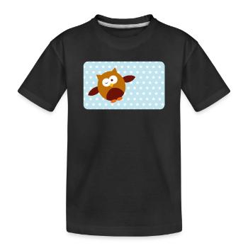 Drôle de hibou avec astérisque bleu | Personnalisable - T-shirt bio Premium Enfant - noir - Devant
