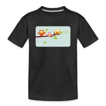 Petits hiboux avec astérisque menthe | Personnalisable - T-shirt bio Premium Enfant - noir - Devant