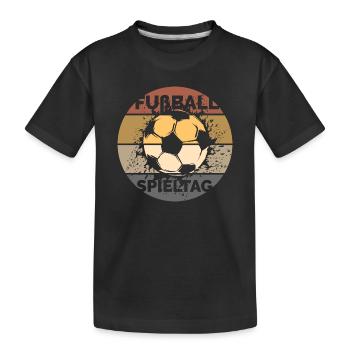 retro soccer game day ball vintage league graphic - Kids' Premium Organic T-Shirt - black - Front